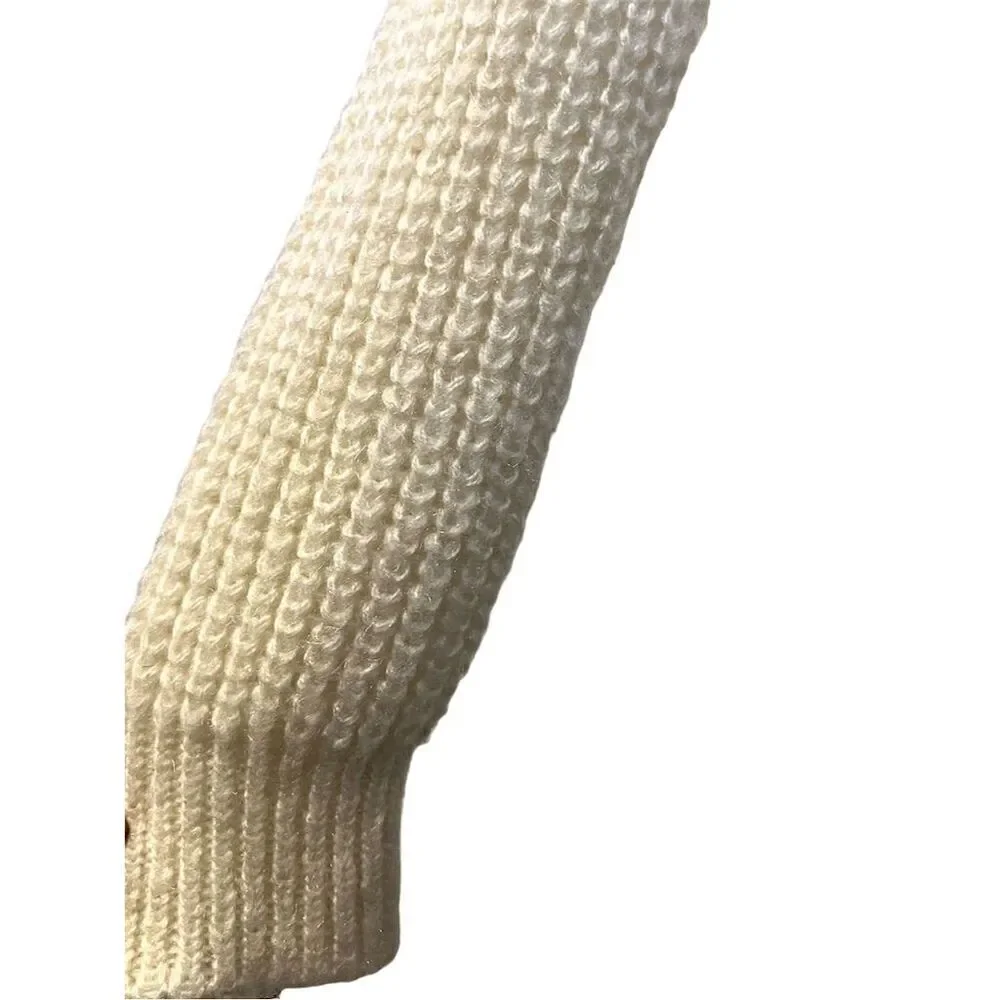Calvin Klein Women's Ivory Mock Neck Knit Pullover Fanny Sweater S Warm Cozy